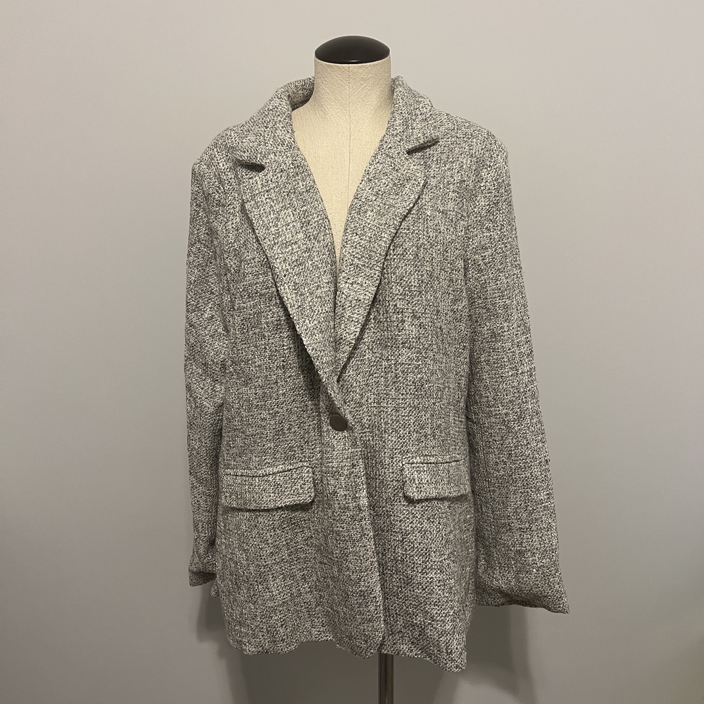 Gray Textured Open-Front Blazer Jacket - Women's … - image 1